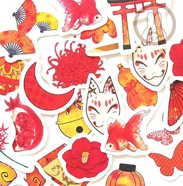 Cagelam 和風紅色【フレークシール】